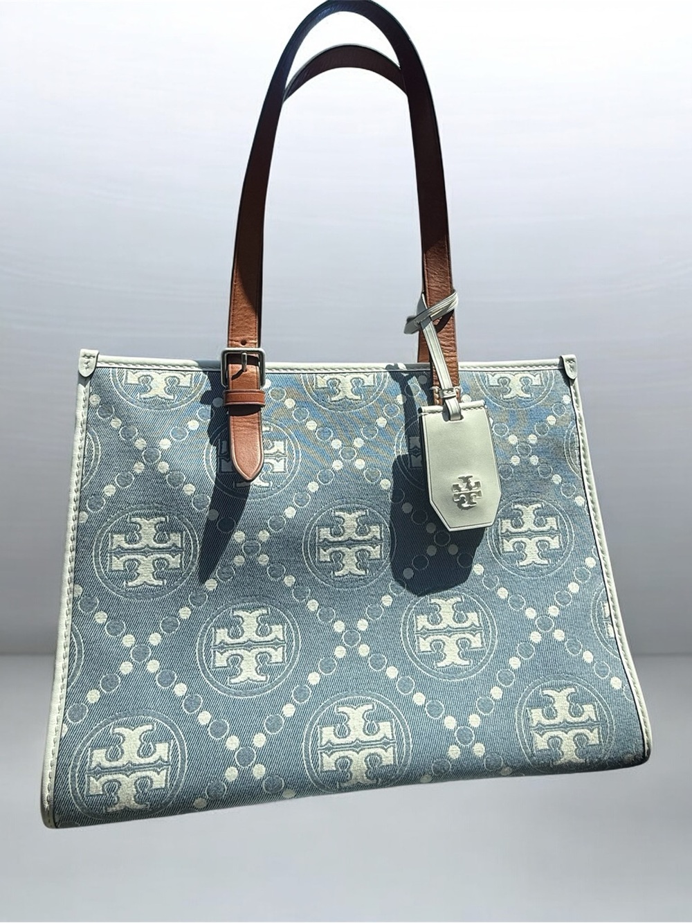 Tory Burch T Monogram Denim Tote